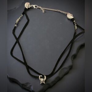 Elegant Black Double-Strand Necklace with Silver Clasp